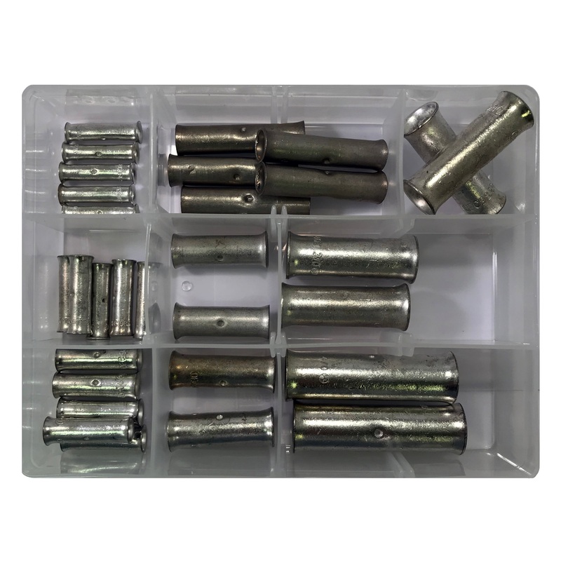 Tinned Copper Butt Splice Assortment – 8 to 4/0 Gauge – 30 Piece Kit