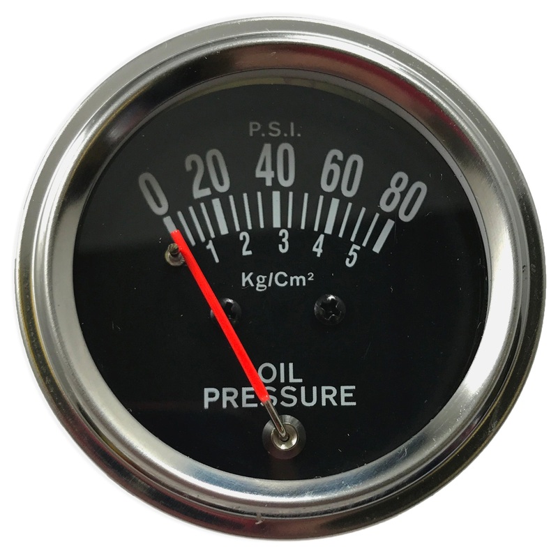 Chrome 2 Mechanical Oil Pressure Gauge Kit – 0-80 PSI, Includes Mount