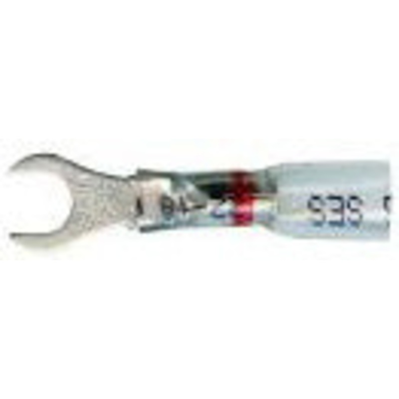 Optiseal Clear Heat Shrink & Crimp Red Spade Terminal 22-18 Gauge #10 Stud – 10 to 500 Pack