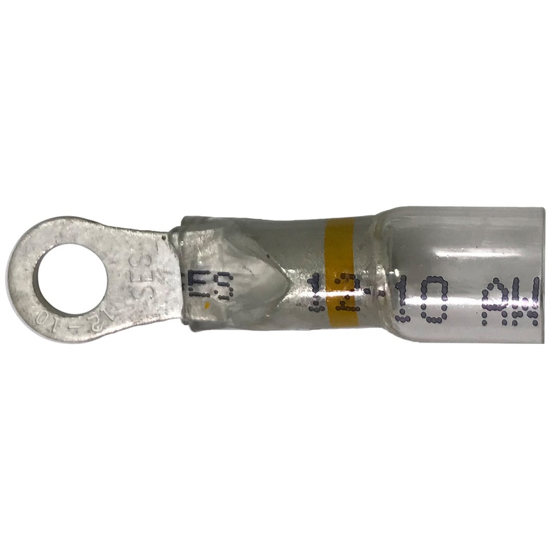 Optiseal Clear Heat Shrink & Crimp Yellow Ring Terminal 12-10 Gauge #10 Stud – 10 to 500 Pack