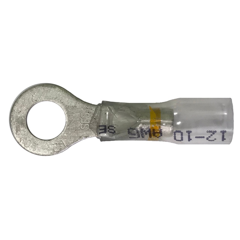 Optiseal Clear Heat Shrink & Crimp Yellow Ring Terminal 12-10 Gauge 5/16 Stud – 10 to 500 Pack