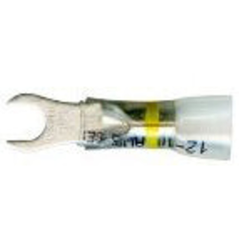 Optiseal Clear Heat Shrink & Crimp Yellow Spade Terminal 12-10 Gauge #10 Stud – 10 to 500 Pack