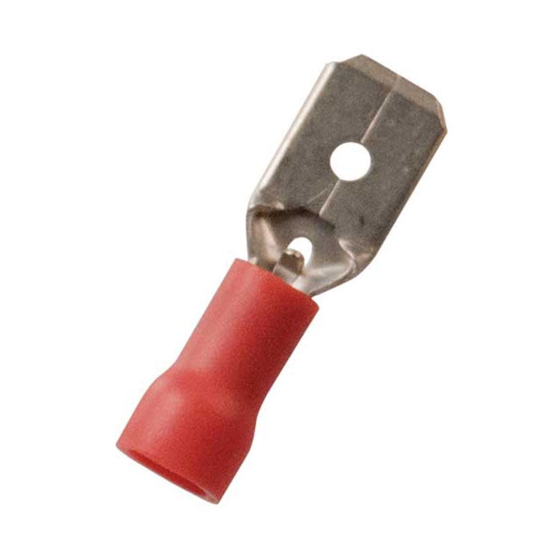 Vinyl Insulated Red Male Quick Disconnect Connector 22-18 Gauge .110 Tab – 100 Pack