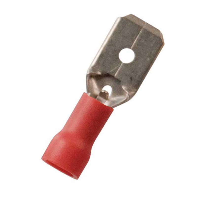 Vinyl Insulated Red Male Quick Disconnect Connector 22-18 Gauge .187 Tab – 100 Pack
