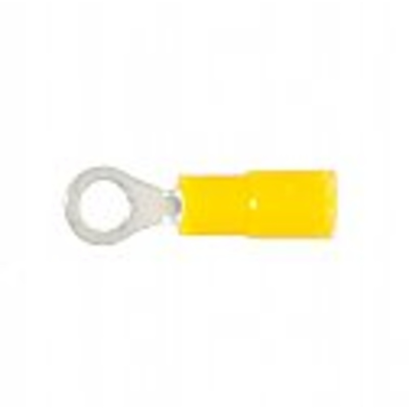 Vinyl Insulated Yellow Ring Terminal 26-24 Gauge #4 Stud – 100 Pack