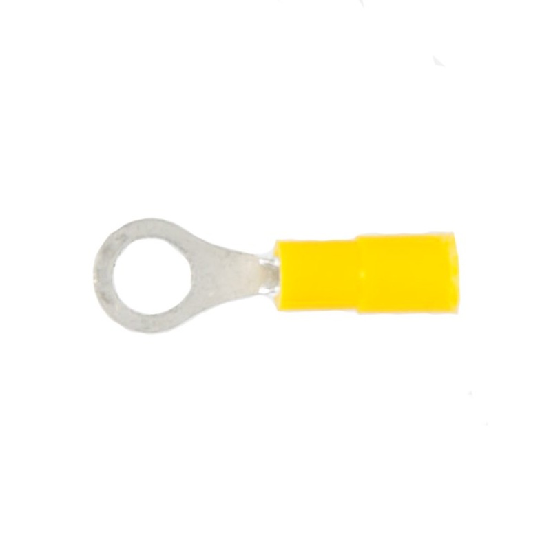 Vinyl Insulated Yellow Ring Terminal 26-24 Gauge #8 Stud – 100 Pack