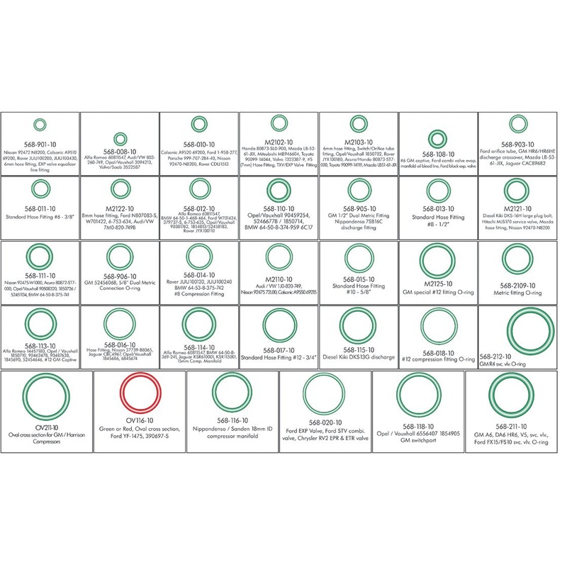 350 Piece Deluxe HNBR Green Rubber O-Ring Assortment Kit