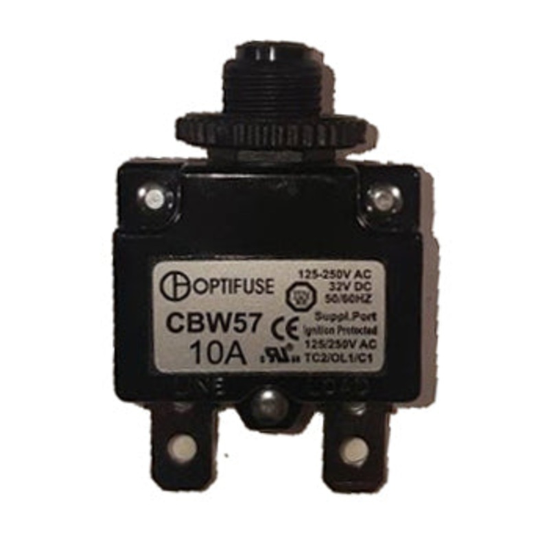 Miniature Line Voltage Circuit Breakers Push to Reset – Panel Mounted Design – 10 Amp