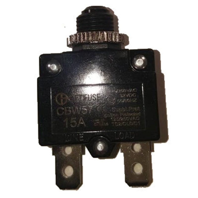 Miniature Line Voltage Circuit Breakers Push to Reset – Panel Mounted Design – 15 Amp