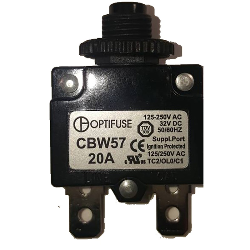 Miniature Line Voltage Circuit Breakers Push to Reset – Panel Mounted Design – 20 Amp