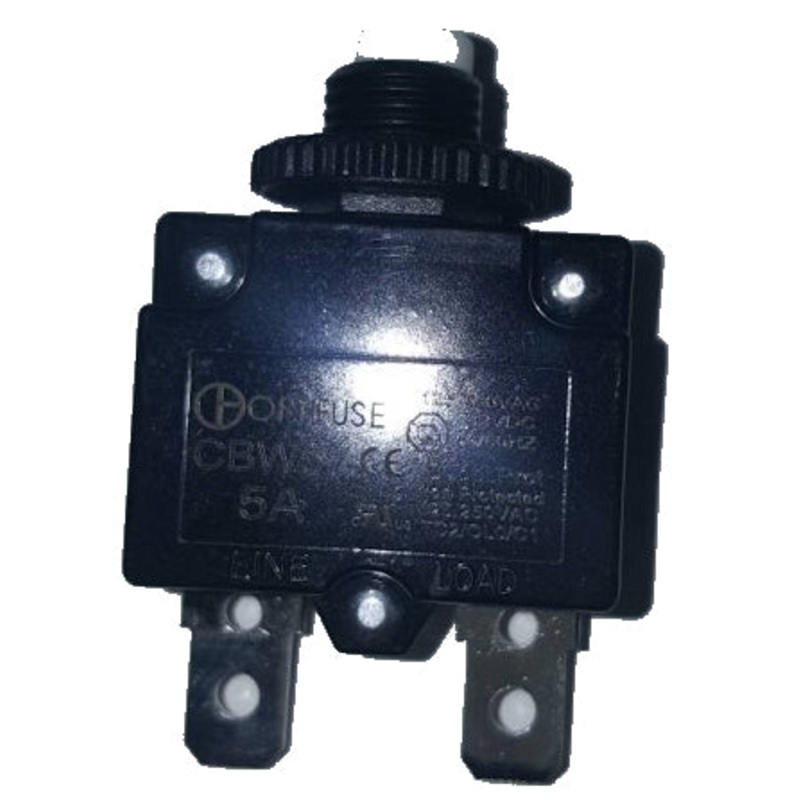 Miniature Line Voltage Circuit Breakers Push to Reset – Panel Mounted Design – 5 Amp