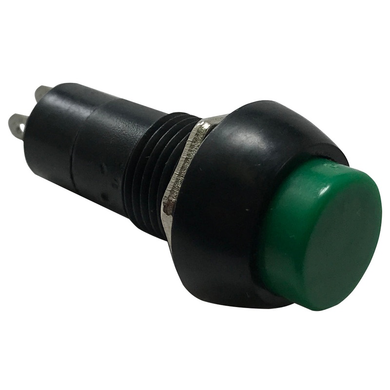 OFF/ ON SPST GREEN ROUND Momentary Push Button Switches 2 pin – 1 or 10 Pack