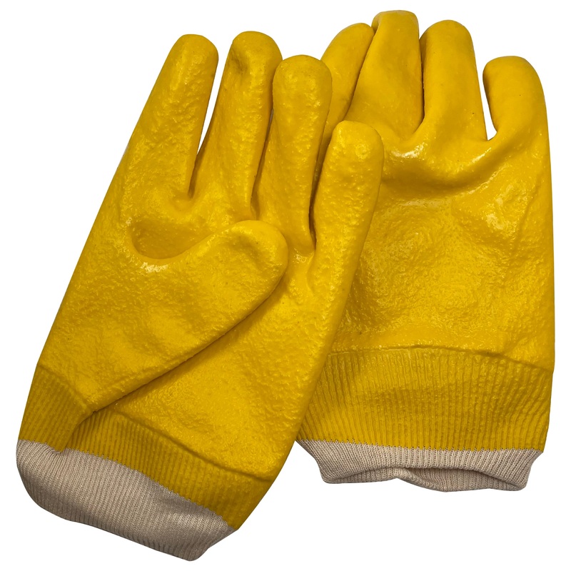 Pair of PVC Coated Yellow Jersey Lined Men Refrigerant Handling & Freezer Gloves