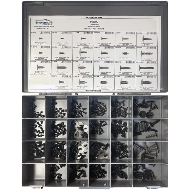311 Piece Black Nylon Shield Retainer Assortment Kit – Contains 5/32 to 25/64 Hole Sizes – Made in the USA