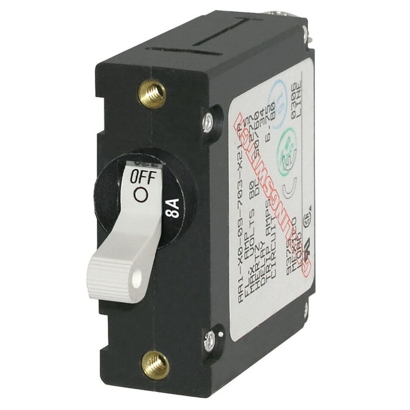 Blue Sea 7299 Marine A-Series White Toggle Circuit Breaker – Single Pole 8A