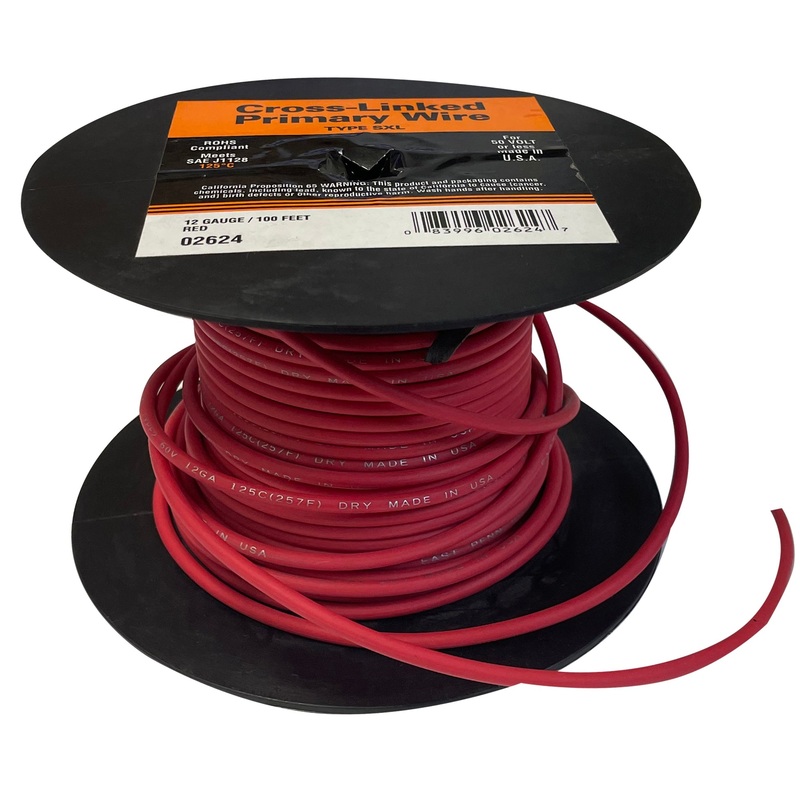 Deka 02624 Red Cross-Linked Primary Wire SXL 12 AWG Gauge – 100 FT – Made in the USA