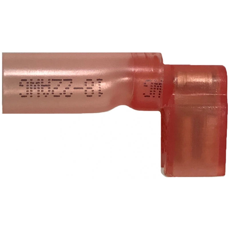 Heat Shrink & Crimp Red Female Flag Terminal – 22-18 AWG .250 Tab – 10 to 500 Pack