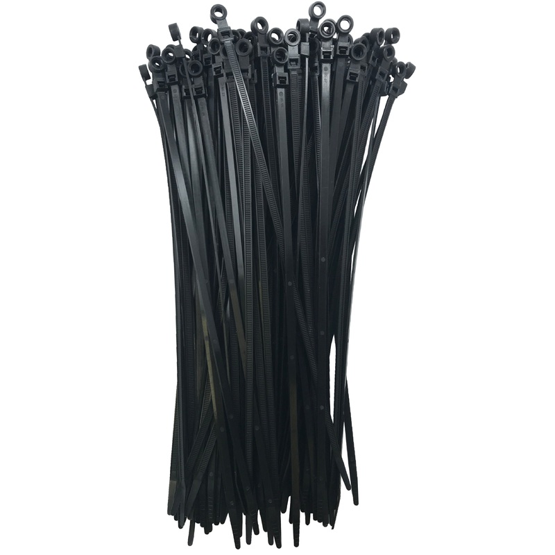 Mounting Hole Black 11 Inch Cable Zip Ties 50 Pounds Tensile Strength UV Resistant Wire Wrap – 100 to 1000 Pack – Made in USA