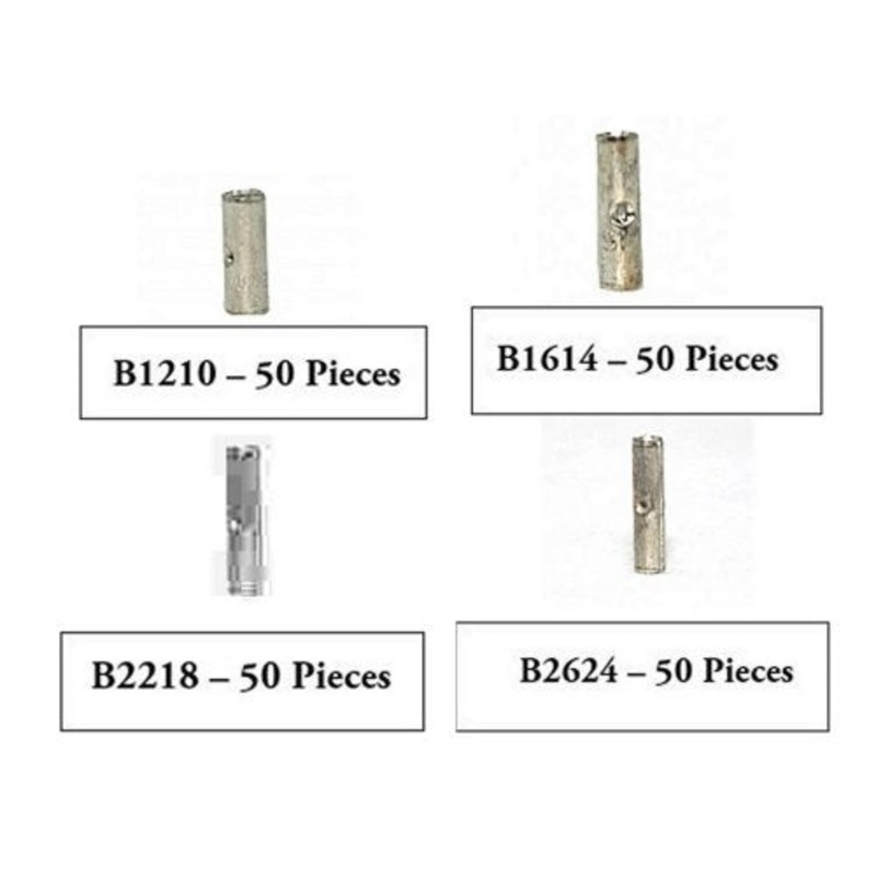 Non-Insulated Butt Connector Assortment Kit – 26-10 Gauge – 200 Pieces – Made in USA