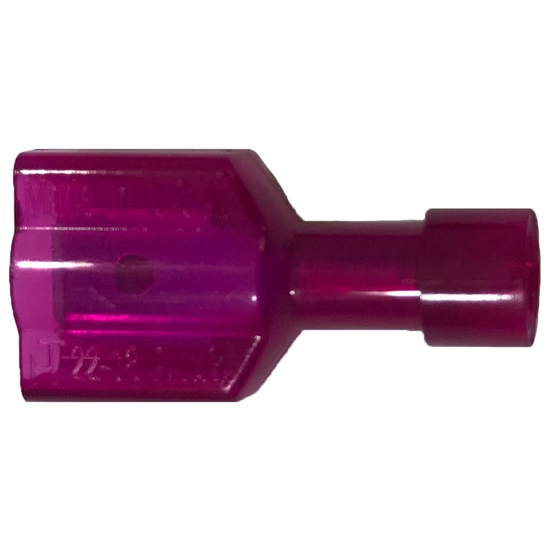 Nylon Fully Insulated Red Male Quick Disconnect Connector 22-18 Gauge .187 Tab – 100 Pack