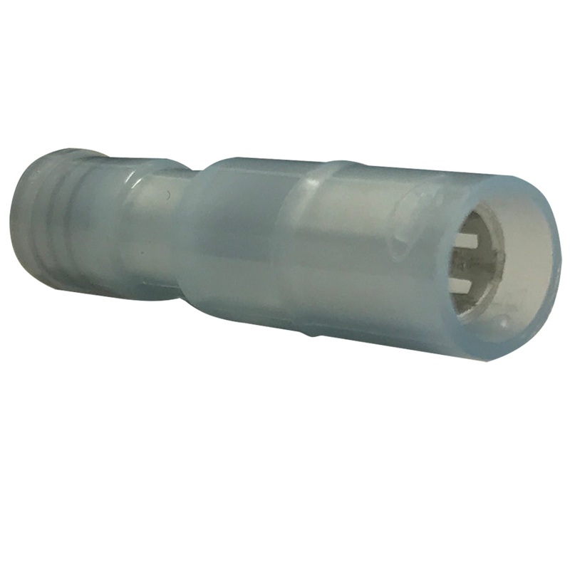 Waterproof Nylon Fully Insulated Blue Female Connector 14 Gauge .157 Bullet – 25 or 100 Pack