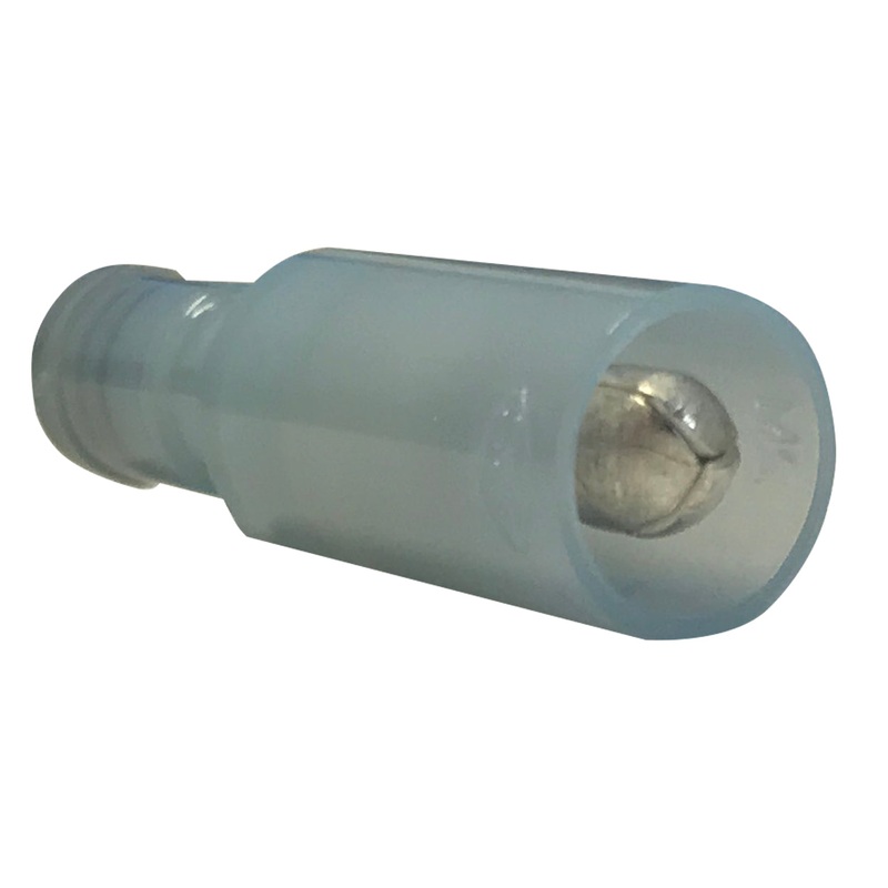 Waterproof Nylon Fully Insulated Blue Male Connector 14 Gauge .157 Bullet – 25 or 100 Pack