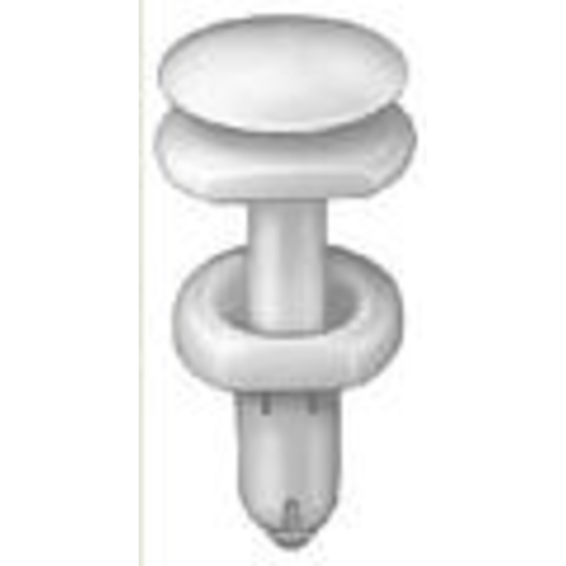 White Nylon Push-Type Door Trim Panel Retainer Head Diameter 9/16, Stem Length 41/64 – 25 or 100 Pack
