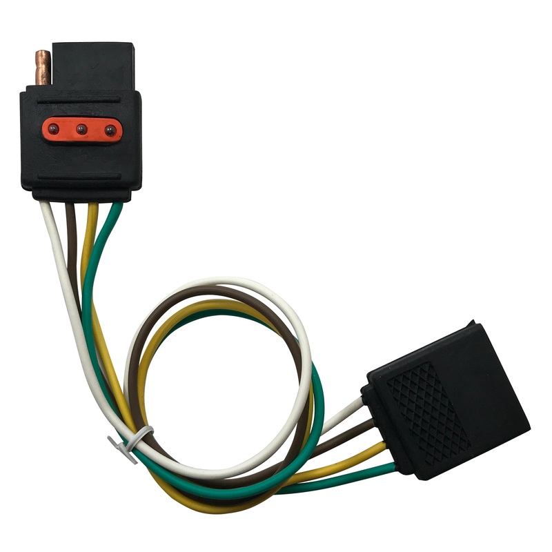 12 4-Pin Flat Trailer Plug Extension with Built-In Wire Tester – Connector Harness