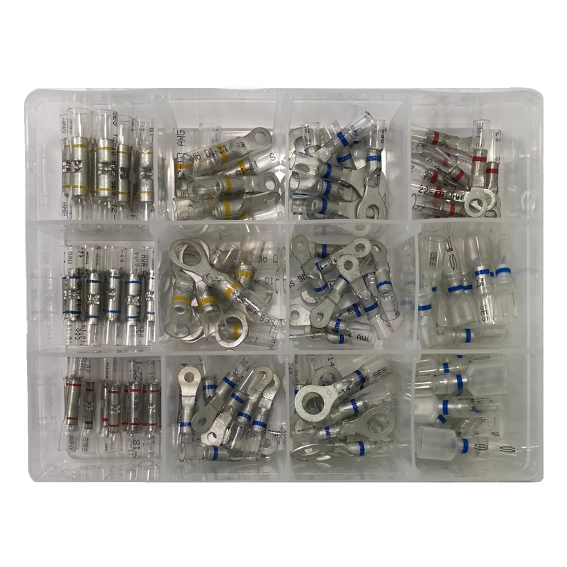 120 Piece Optiseal Clear Heat Shrink & Crimp Wire Terminal Connector Assortment Kit