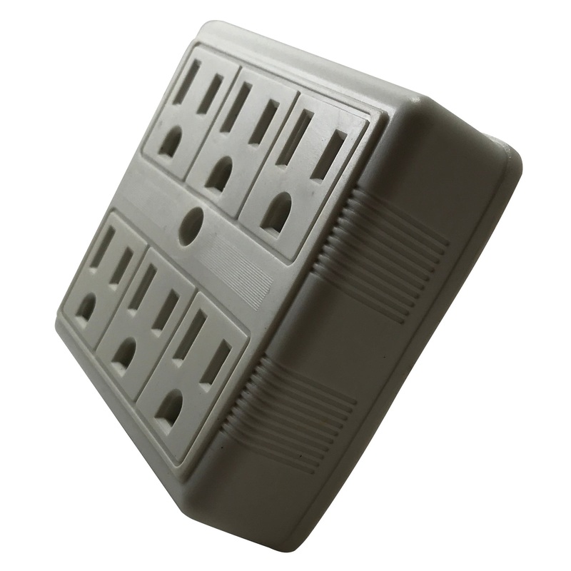 6-Outlet Electrical Wall Tap – Multi Plug Adapter – 15A 125V – UL Listed