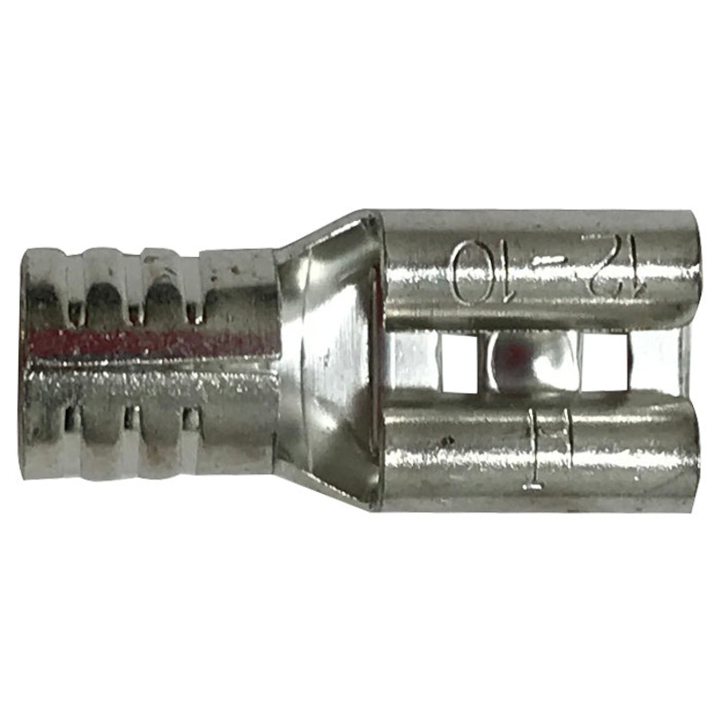 8 AWG Non-Insulated Female Quick Disconnect Terminals – .250 Tab Crimp Brass – 100 to 1000 Pack – Made in USA