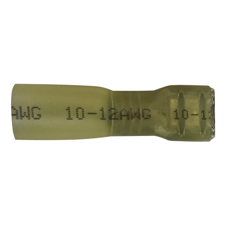 8 AWG Yellow Heat Shrink & Crimp Fully Insulated Female Quick Disconnect – 0.250 Tab – 10 to 500 Pack – Made in USA