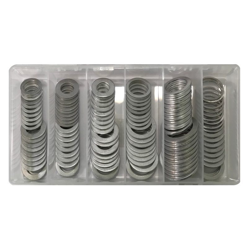 Aluminum Oil Drain Plug Gasket Assortment Kit – 120 Piece – Made in USA