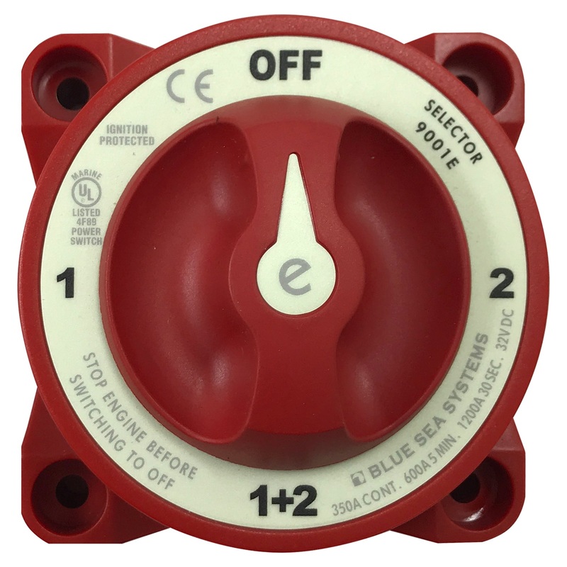 Blue Sea 9001e Marine 4-Position Dual Boat Battery Selector Switch – OFF/1/1+2/2