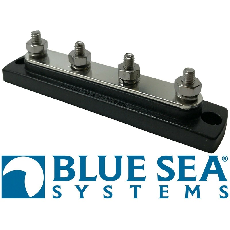 Blue Sea Systems 2303 Marine Bus Bar 4 X 1/4 Stud – 150 Amp / 300V AC / 48V DC