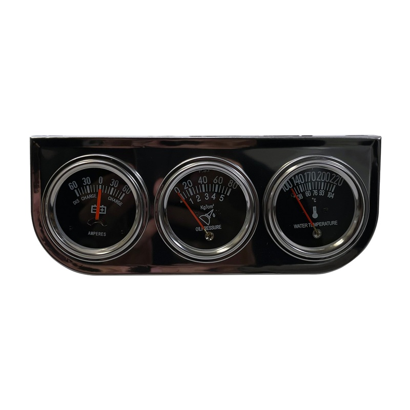 Chrome 2 Triple Gauge Set – Water Oil Pressure PSI & Ammeter Voltage