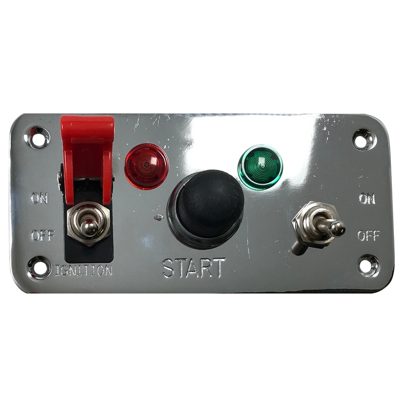 Chrome Multi-Purpose Switch Panel – Red Switch Cover, Ignition On / Off , Push Start & Lights