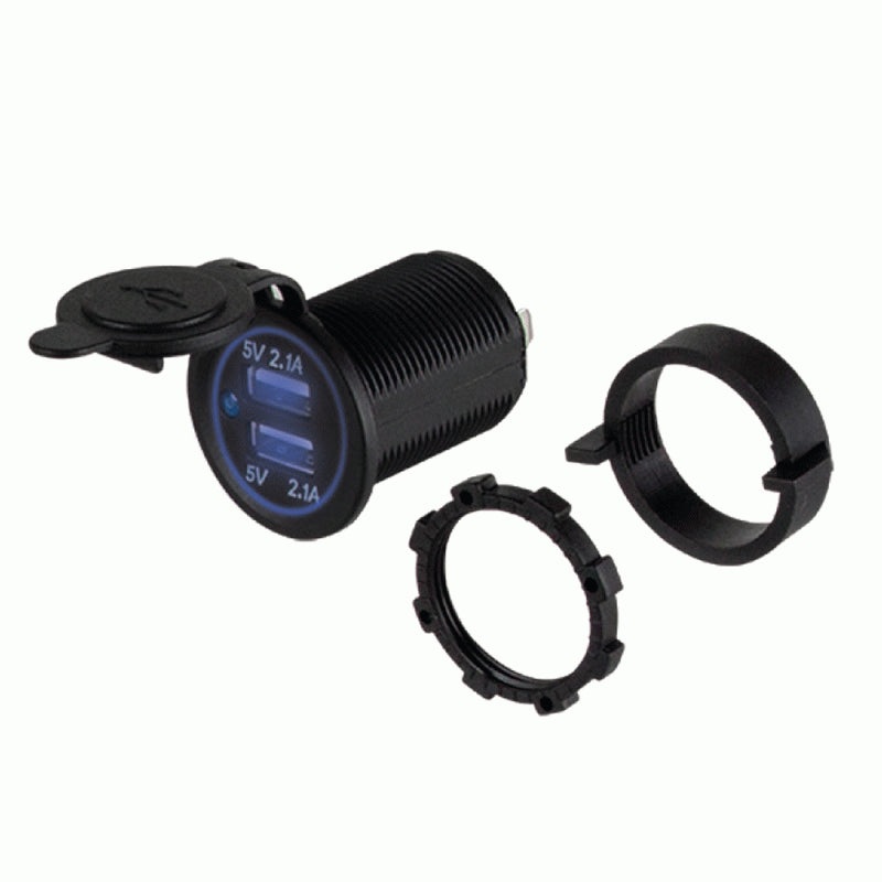 Dual USB Charger 4.2 Amp Flush Mount – Blue