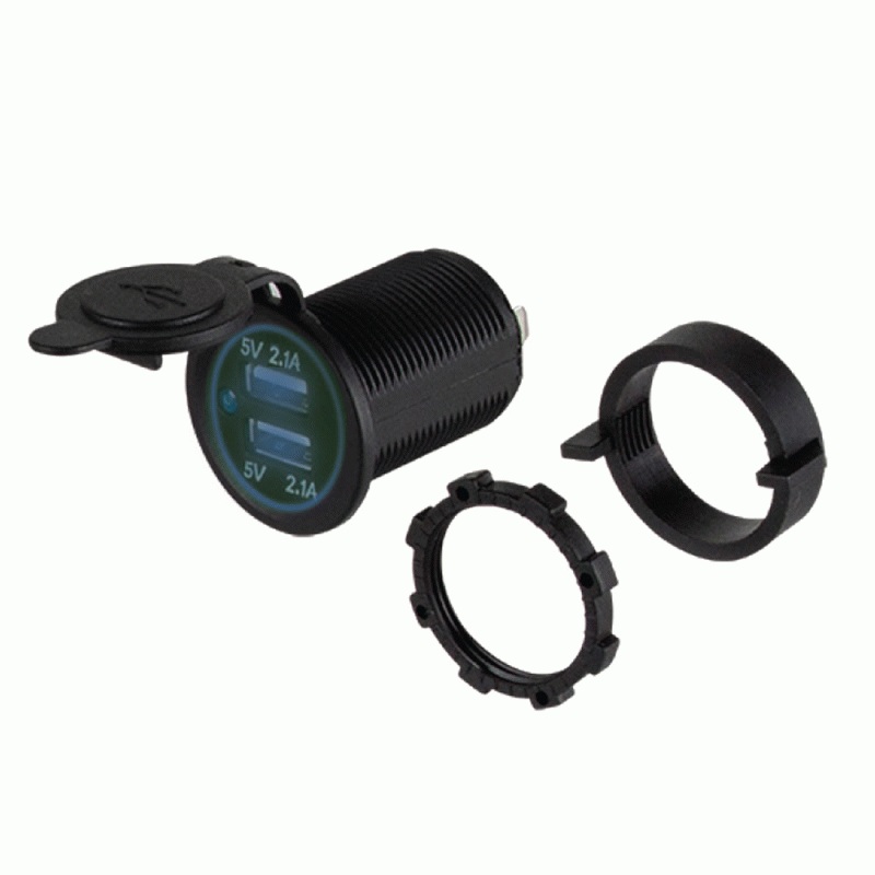 Dual USB Charger 4.2 Amp Flush Mount – Green