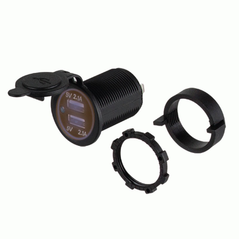 Dual USB Charger 4.2 Amp Flush Mount – Orange