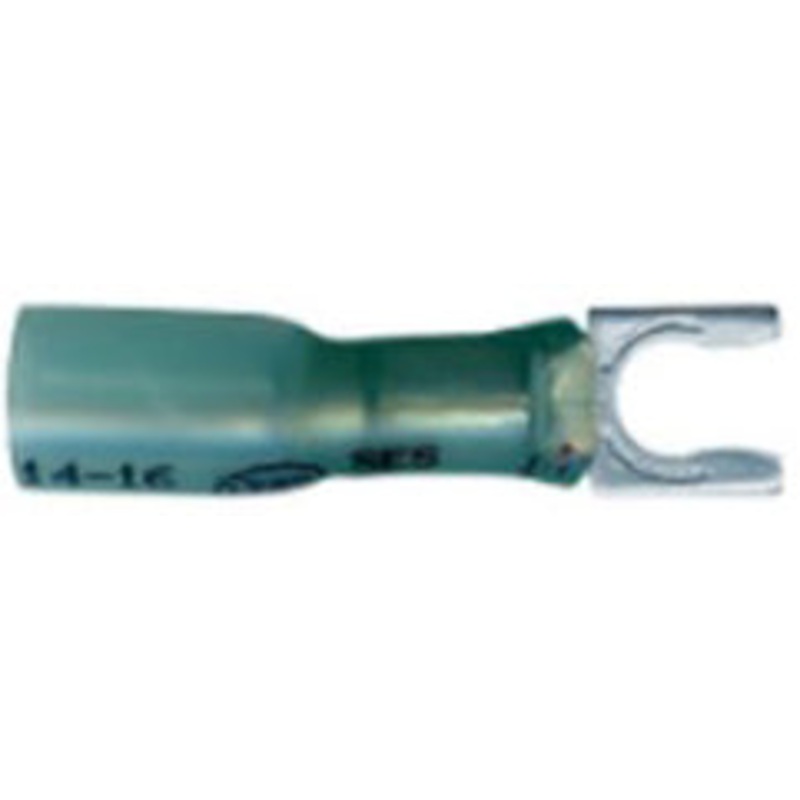 Heat Shrink & Crimp Blue Spring Spade Terminal 16-14 Gauge #8 Stud – 10 to 500 Pack