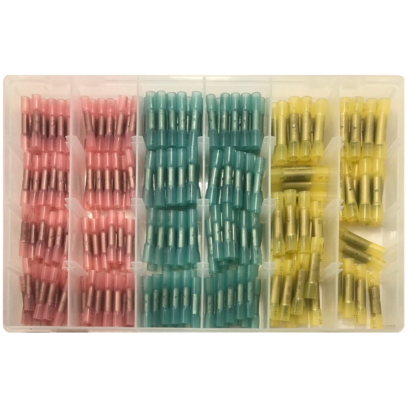 Heat Shrink & Crimp Butt Connector Assortment – 250 Piece – Made in USA