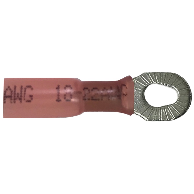 Heat Shrink & Crimp Red Multi Stud Ring Terminal 22-18 Gauge #10 #8 & #6 Stud – 10 to 500 Pack