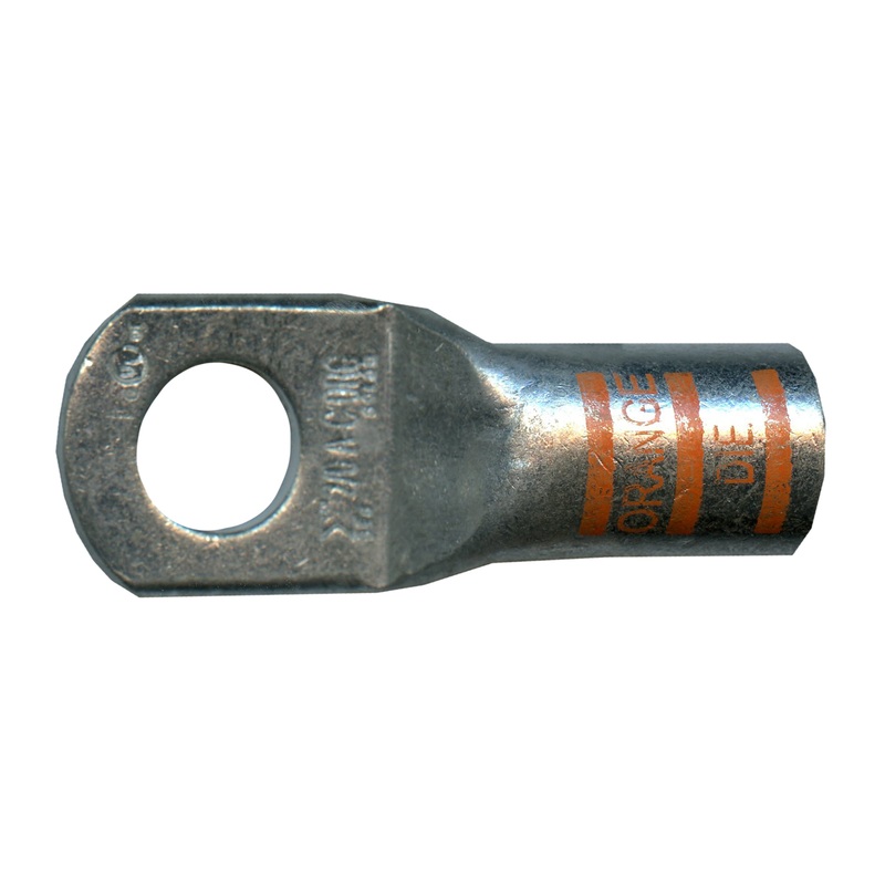 2/0 AWG Mega HD Copper Lug – 1/2 Stud – Orange – 5 or 50 Pack – Made in USA