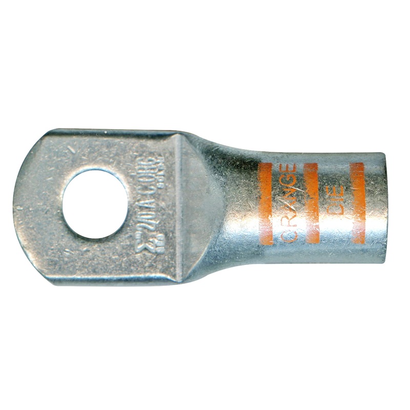2/0 AWG Mega HD Copper Lug – 3/8 Stud – Orange – 5 or 50 Pack – Made in USA