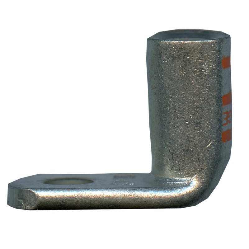 2/0 AWG Mega HD Copper Lug – 90 Bend – 3/8 Stud – Orange – 5 or 50 Pack – Made in USA