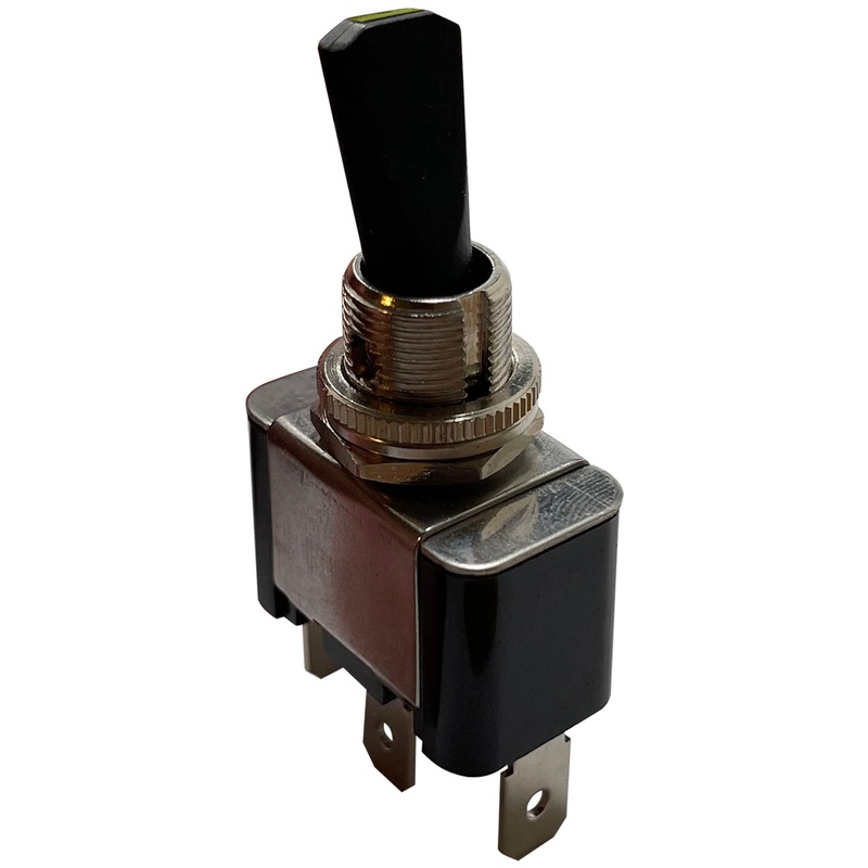 Amber LED Toggle Switch – SPST ON/OFF – 30A @ 12V – Metal Handle – Fits 12.5mm Hole