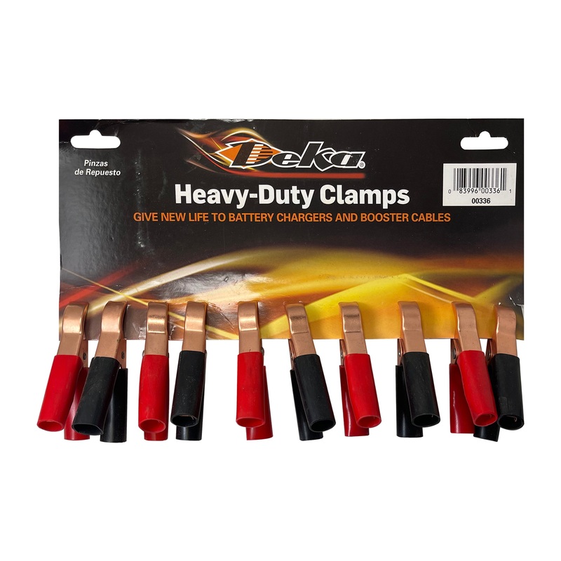 Deka 00336 Red Black Mini 50 Amp Battery Charger Test Cable Clamps – Card of 10