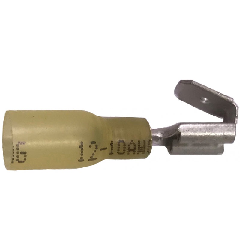 Heat Shrink & Crimp Yellow Piggyback Terminal Quick Disconnect 12-10 Gauge .250 Tab – 500 Pack