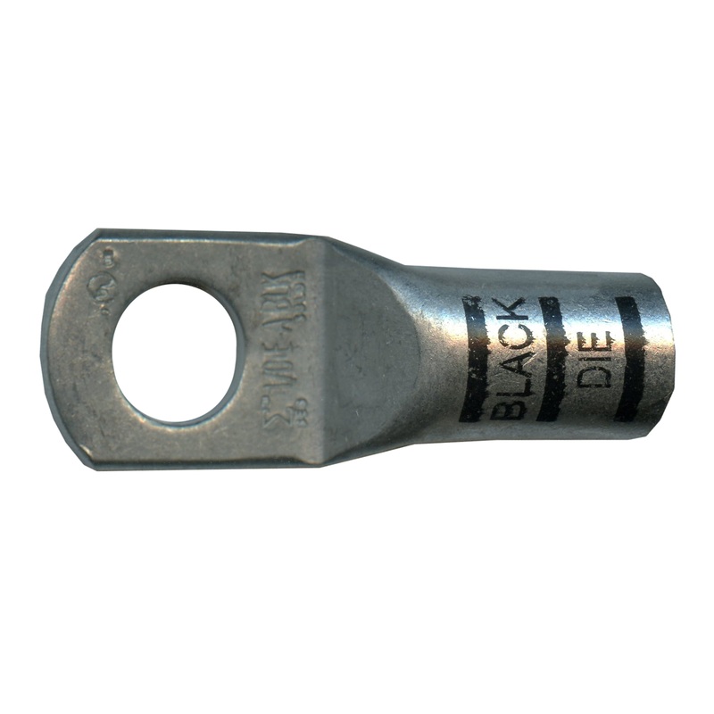 Mega HD Copper Lug – Plated 1/0 AWG 1/2 Stud Black – 5 or 50 Pack